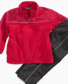 Pump him up for playtime with this comfy track jacket and pants set from Kenneth Cole.