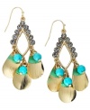 The trendiest color of summer. INC International Concepts' small chandelier earrings add a vibrant splash to your look with turquoise plastic beads and glass rondelles. Set in gold-plated mixed metal. Approximate drop: 2-1/2 inches.