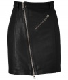 Add a rocker-chic edge to your staples wardrobe with McQ Alexander McQueens asymmetrical zipped lambskin skirt, accented with modern hardware for a contemporary-cool finish - Zippered slit pocket, belt loops, form-fitting - Pair with chunky knit pullovers and broken-in boots