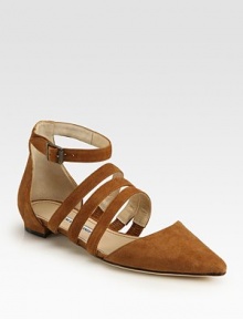 On-trend suede gladiator updated by an adjustable ankle strap and a timeless point toe. Suede upperLeather liningBuffed leather solePadded insoleMade in Italy