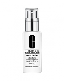 Refreshing, oil-free hydrating lotion for oilier skins creates a more even skin tone while protecting skin from future darkening with high-level UVA/UVB defense. Specialized ingredients break apart surface darkening and exfoliate it away. Instantly brightens, clarifies. • Choose Even Better hydrating lotion or cream for your skin type.• Apply mornings to face after using Even Better Clinical Dark Spot Corrector.• Use daily, see results in about 4 to 6 weeks. Even faster with Even Better Clinical.• Can also be used on chest.