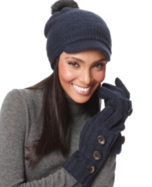 Give yourself a hand for making cold weather look chic. Foldover cuff gloves by Nine West are dolled up with buttons.