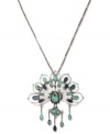 Show off your fashion sense with this eye-catching peacock pendant from Lucky Brand. Dressed up in semi-precious turquoise stones in a shiny, silver setting, it's the perfect statement piece of the season. Approximate length: 26-1/2 inches. Approximate drop: 4-1/2 inches.