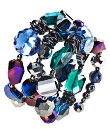 Eclectic elegance. Style&co.'s coil bracelet is crafted from hematite-tone mixed metal with an array of vibrant beads adding a stylish edge. Approximate diameter: 3 inches.