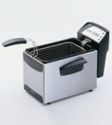 Flavorful fried food is everyone's favorite! This professional-style deep fryer is perfect for large pieces of fish and chicken, or smaller sides like fries and onion rings. Plus, a powerful immersion element makes heating quick, so frying is picture perfect. One-year limited warranty. Model 05462.