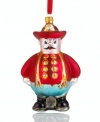 First reporting for duty in 1948, Harold the fireman is now an official balloon for Macy's Thanksgiving Day Parade. In glass with glitter detail, his collectible Christmas ornament is a salute to New York City's bravest.