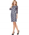 This lovely lace sheath by JS Collections features a sophisticated silhouette that strikes a stylish note at weddings, dinners and other elevated occasions.