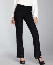 Lace pants for evening just seem so right this season. INC's bootcuts feature a back zipper closure and pocketless styling for a sleek look that's perfect for layering.