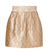 Shimmer into after-hours elegance in Paul & Joe Sisters festive metallic jacquard skirt - Flat waistband, full gathered skirt, side slit pockets, hidden back zip and hook-and-eye closures - Full skirt, mini-length - Pair with cashmere pullovers, platforms and a double strand of pearls