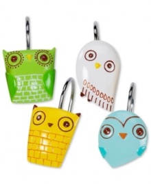 Hoo says owls only come out at night? Wise up to the new look in bath with the Give a Hoot shower curtain hooks, featuring whimsical owl shapes in a palette that's just right, morning or midnight.