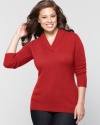 Enjoy the luscious feel of Charter Club's plus size cashmere sweater, finished by a shawl collar.