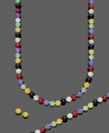 Turn every ensemble into a colorful masterpiece with this vivid jewelry set. Multicolored jade beads (8 mm) add a brilliant color palette to any look. Crafted in sterling silver. Approximate necklace length: 18 inches. Approximate bracelet length: 7-1/2 inches. Approximate earring diameter: 8 mm.