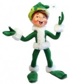 Wearing a snowflake on his hat and green from head to toe, this jubilant elf cherishes all the season has to offer. With the crafted charm and soft, flexible features of Annalee dolls.