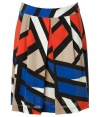 With a geometric print and bold coloring, Steffen Schrauts pleated silk skirt is a contemporary-chic choice for spring - Flat waistband, pleated skirt, hidden back zip - Softly draped fit - Wear with a crisp white button-down and heels