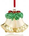 Jingle all the way! A pair of bells ring in the season with holiday cheer in this lovely glass ornament embellished with gold glitter for a touch of sparkle.