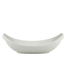 Feature modern elegance on your menu with this Classic Fjord oval serving dish. The piece serves up serene gray stoneware with a fluid, sloping edge that prevents spills and keeps tables looking totally fresh. From Dansk's collection of serveware and serving dishes.