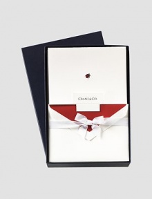 Let this hand-engraved ladybug fly in with your latest news, reply or thank you. Crisp, beautifully appointed cotton paper notecards are accompanied by matching satin-lined envelopes. Set of 25 6½W X 4¼H Made in USA