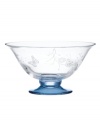 Etched with butterflies and blooms, this Butterfly Meadow bowl by Lenox gives casual settings a whimsical lift. A tinted blue pedestal adds a splash of color to luminous crystal. Qualifies for Rebate