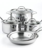 Brilliant good looks. Perfect gourmet results. Combining the long-lasting radiance of stainless steel with the superior  performance of a highly conductive, heavy-gauge aluminum core, Calphalon Tri-Ply cookware makes it easy to prepare mouthwatering meals day after day -- each more memorable than the last. Lifetime warranty.