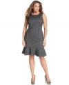 Be the belle of the boardroom in DKNYC's sleeveless plus size dress, punctuated by a flirty flounce hem.