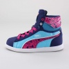 Crazy colors for the crazy girls. She will look as wild as she wants to be in these stylish high tops. A mix of materials and colors gives this shoe a young funky feel.