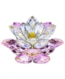 Blooming in iridescent pinks and white, the Rosaline Waterlily figurine lends dazzling splendor to any Swarovski collection. Featuring exquisitely crafted crystal with silvertone metal detail.