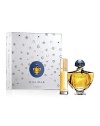 The Shalimar Gift Set includes 1.6 oz. Eau de Parfum and a 0.5 oz. Eau de Parfum Purse Spray.