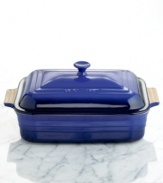 The culinary possibilities are virtually endless with this versatile rectangular baker as part of your kitchen. This gorgeous heavy-duty baker is constructed of scratch-resistant stoneware, a non-porous enameled material that's perfect for preparation, serving and storage for a true all-in-one meal anyone could love. Limited lifetime warranty.