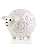 Your little one will always look after her savings in the too-cute Little Girl with a Curl sheep bank from Gorham. With a curly pink coat, pink ears and button nose, it's irresistible to parents and kids alike.