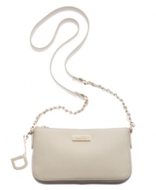 Upgrade any ensemble with this elegant design from DKNY. A convenient crossbody strap keeps the look modern, while soft, Saffiano leather and gleaming hardware lend a decidedly refined feel.