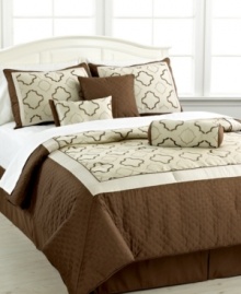 A truly traditional look with a hint of updated flair, this jacquard woven Manchester comforter set features a simple design in soothing brown and taupe hues.