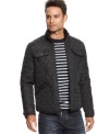 A cool quilted design gives this INC International Concepts jacket a modern style.