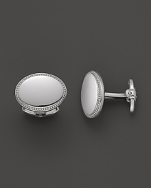 These classic sterling silver cuff links from Dolan & Bullock feature engravable space and a subtle pattern. From the Sterling Silver Engravables Collection.