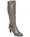 Alfani's Judith Step N Flex wide calf tall dress boots are smooth and sultry with a heel that's easy on the feet.