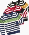 This v-neck sweater from Greendog gives him classic style while the colorful stripes add a bright pop.