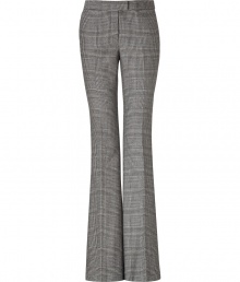 Perfect for busy days at the office, Rachel Zoes glen plaid trousers are a contemporary choice guaranteed to add a chic edge to your outfit - Side and back slit pockets, zip fly, hidden hook and bar closure - Tailored fit, flared leg - Team with button-downs and heels, or go all out and wear as a suit