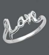 Spell out your inner inspiration with polished style. This shiny Unwritten ring features the word Love written in cursive sterling silver. Sizes 7 and 8.