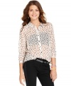 We're total suckers for the cute animal-print on this sheer, button-down blouse from One Clothing! Pair the top with bright accessories for a look that flaunts your fun side.