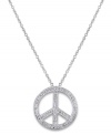 Promote a bright message of peace with this beautiful pendant by CRISLU featuring round-cut cubic zirconia (3/5 ct. t.w.) set in sterling silver with a platinum finish. Approximate length: 16 inches + 2-inch extender. Approximate drop: 1 inch.