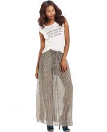 The chiffon skirt gets an update for fall with an allover print by RACHEL Rachel Roy -- pair it with booties for an on-trend look!