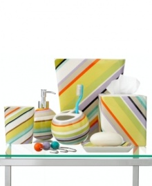 Look good, feel good! Featuring modern hues, fun shapes and bold stripes, the Cabana Stripe tissue holder renews your space with style.