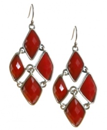 Chic in crimson. Lucky Brand's classic chandelier earrings feature faceted epoxy stones in vivacious red hues. Set in mixed metal. Approximate drop: 2 inches.