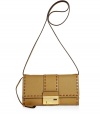 Easy-to-style and ultra chic, this Michael Kors clutch will take your style effortlessly from day-to-night - Envelope shape, stitched trim, gold-tone lock closure with logo, leather key charm - Perfect for early evening cocktails or a casual date look