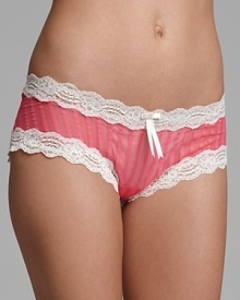 Pretty mesh bikini with monochromatic stripe pattern.