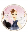 Cocktail-party chic. Inspired by the kate spade new york Paper collection, these Illustrated tidbit plates combine gold-banded porcelain with a whimsical watercolor motif.