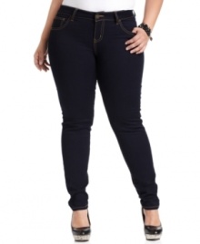 Pair all your new tops with Celebrity Pink Jeans' plus size skinny jeans, finished by a sleek dark wash.