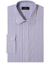 Classic stripes in a cool palette. This Club Room dress shirt instantly pumps up your nine-to-five rotation.