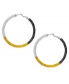 A terrific trio from Bar III. These stunning hoop earrings feature textured detail in a tri-tone design. Crafted in gold, silver and hematite tone mixed metal. Approximate diameter: 2-1/4 inches.