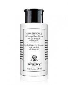 To remove face and eye makeup and tone the skin in one single sweep, Sisley Paris has created Eau Efficace, a gentle, sensory, high-performance, non-rinse cleansing lotion. Formulated with deeply cleansing, plant-based saponins, Eau Efficace removes surface impurities and traces of pollution accumulated during the day, and helps preserve the skin's natural radiance. Applied with a cotton pad, it effectively removes face and eye makeup, even long lasting. Skin is left clean and matte, and the complexion fresh and glowing. All skin types including sensitive skin. Suitable for contact-lens wearers. Suitable for sensitive eyes.