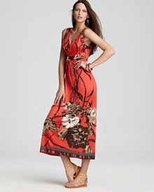 Elie Tahari Panama Jersey Printed Maxi Dress